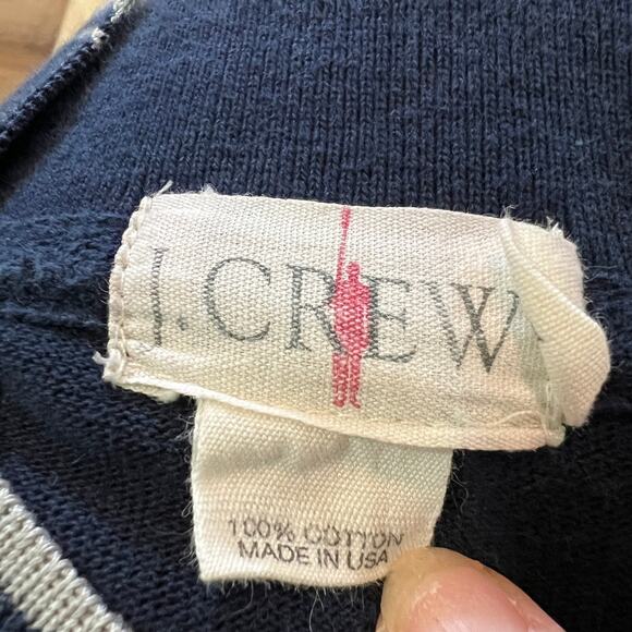 VTG J.Crew Made in USA Navy Cotton Long Sleeve V Neck Pullover Sweater Men Large - Picture 6 of 10